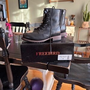 Freebird Black Lace-Up Leather Boots